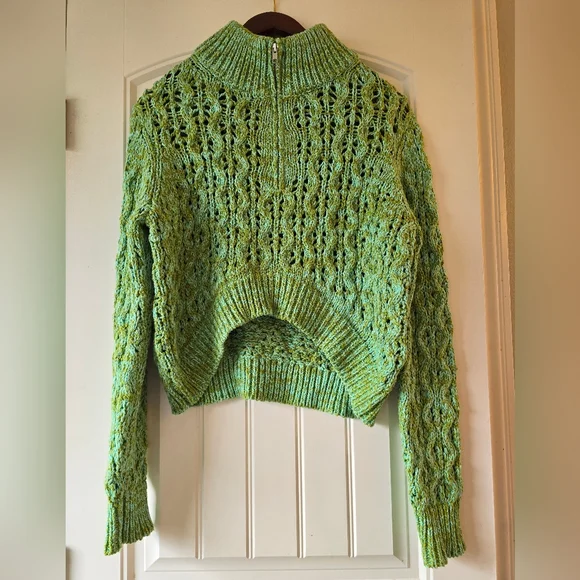🧶 Urban Outfitters BDG Chunky Knit Quarter-Zip Sweater Pullover Green M - Picture 11 of 16